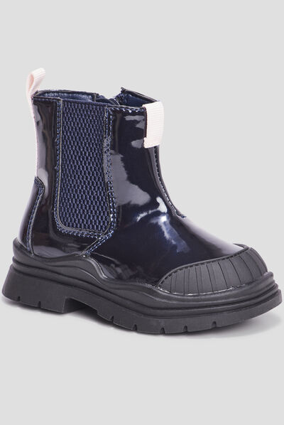 Bottines vernies crantées noir bébé fille