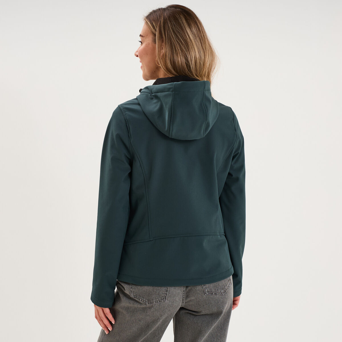 Blouson &agrave; capuche d&eacute;perlant fourr&eacute; vert fonc&eacute; femme
