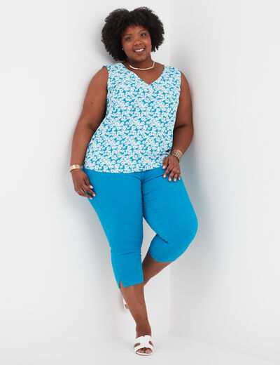 Blouse sans manches bleu canard femme grande taille