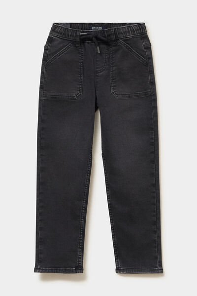 Jeans jogger droit taille &eacute;lastiqu&eacute;e denim noir gar&ccedil;on
