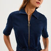 Combinaison pantalon en jean zipp&eacute;e denim brut femme