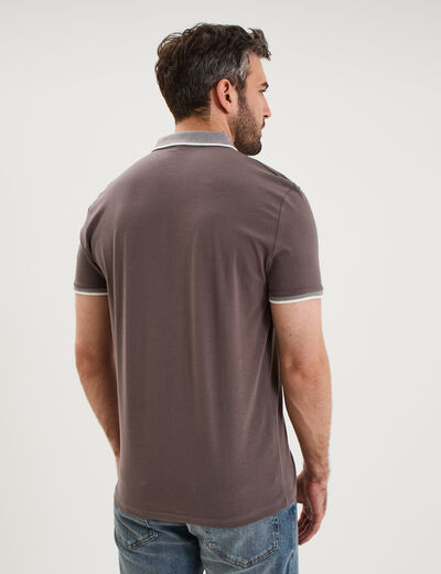 Polo slim manches courtes stretch gris fonc&eacute; homme