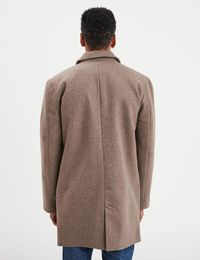 Manteau mi-long boutonné et doublé taupe homme