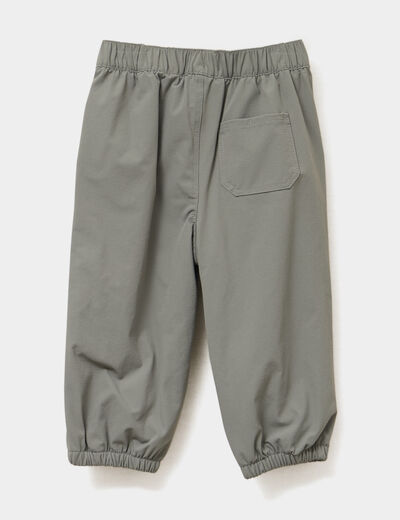 Pantalon droit doublé taille élastiquée vert kaki bébé garçon