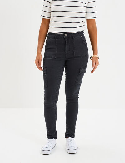 Pantalon cargo skinny 7/8ème Liberto noir femme