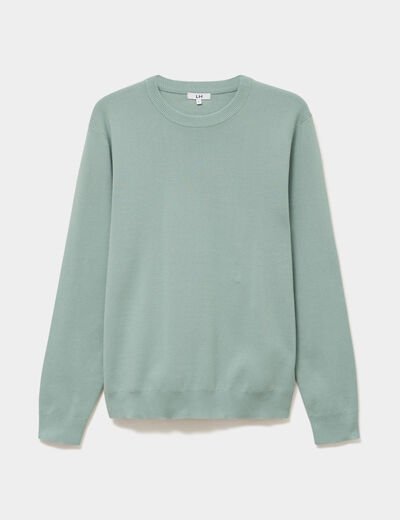 Pull col rond manches longues bleu gris homme
