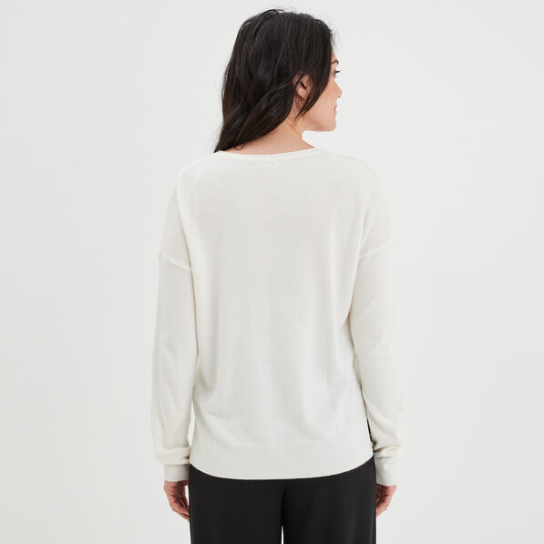 pull col en v manches longues blanc femme Pull col en V manches longues blanc femme