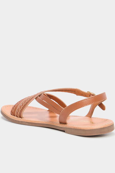 Sandales en cuir marron femme