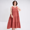 Robe longue bretelles vieux rose femme grande taille