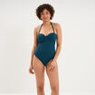 Maillot de bain une pi&egrave;ce dos nu bleu p&eacute;trole femme