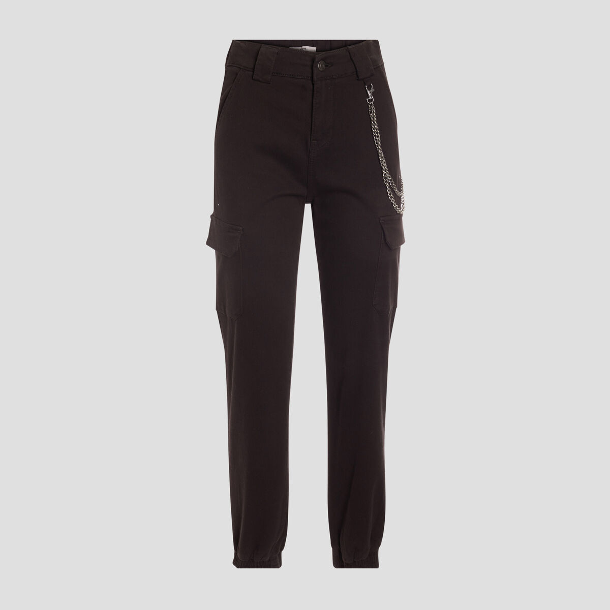Pantalon cargo avec chaîne noir femme