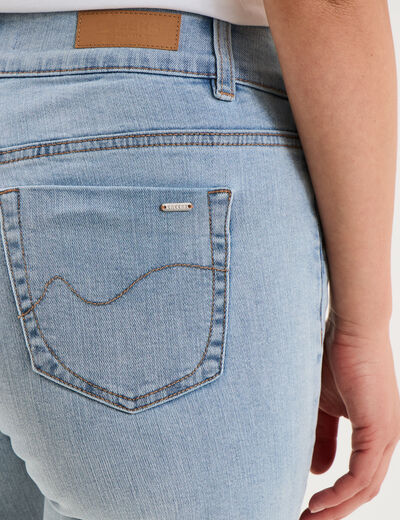 Jean denim droit en coton denim double stone femme