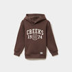 Sweat hoodie 1 poche capuche marron fonc&eacute; gar&ccedil;on