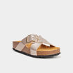 Mules brides croisées jaune or femme