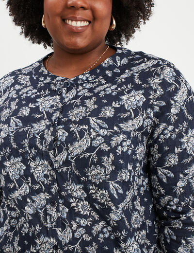 Chemise col mao Modavista bleu marine femme grande taille