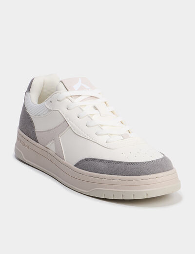 Tennis basses &agrave; lacets semelle plate gris homme