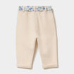 Pantalon cigarette en maille &agrave; ceinture creme b&eacute;b&eacute; fille