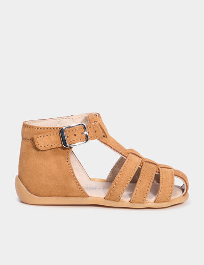 Sandales en cuir camel bébé garçon
