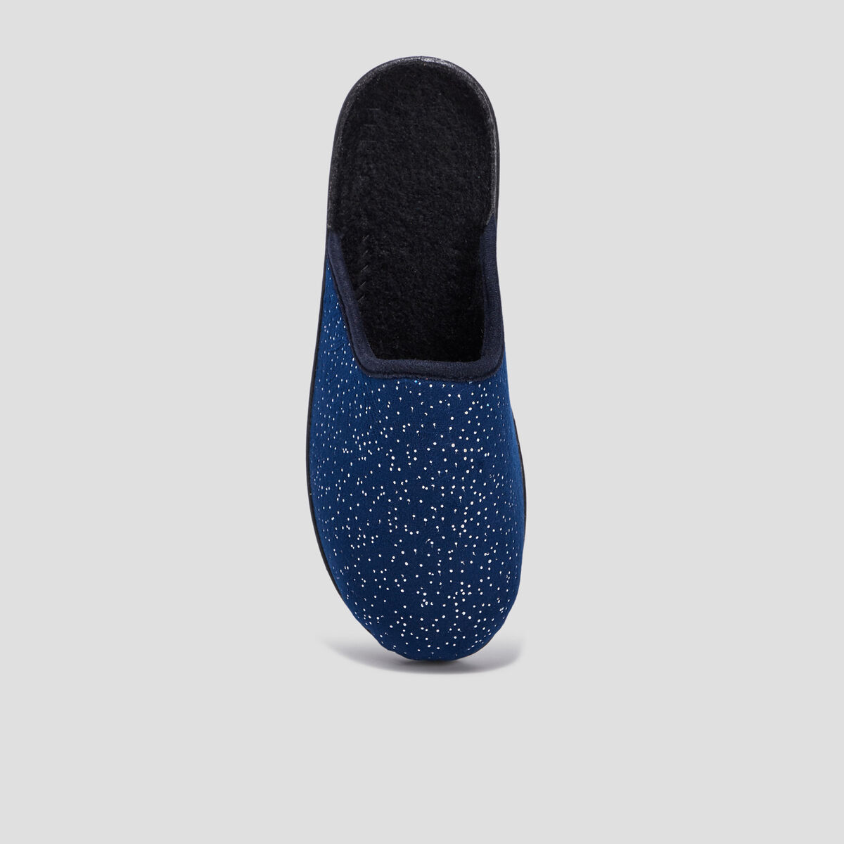 Chaussons mules compens&eacute;s bleu marine femme