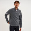 Sweat polaire col camionneur gris argent homme