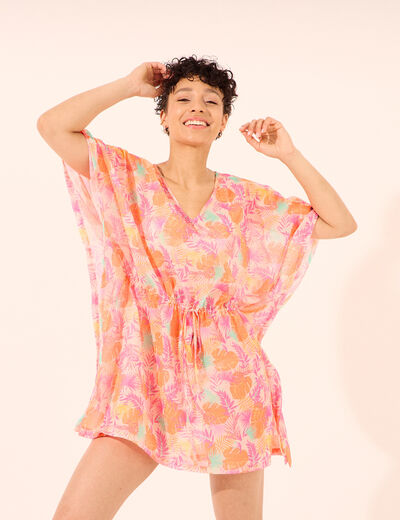 Robe de plage manches 3/4 orange femme