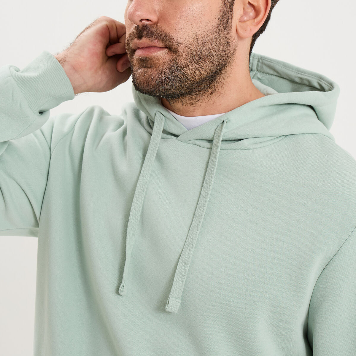 Sweat molleton &agrave; capuche hoodie vert pastel homme