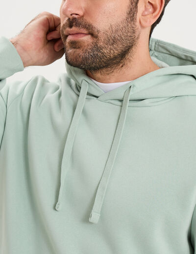 Sweat molleton &agrave; capuche hoodie vert pastel homme