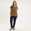 T-shirt droit manches courtes col rond beige femme grande taille