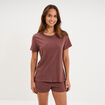 Ensemble pyjama short t-shirt coton marron chocolat femme