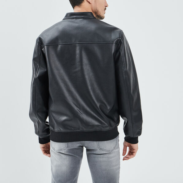 Blouson bomber doublée droite noir homme
