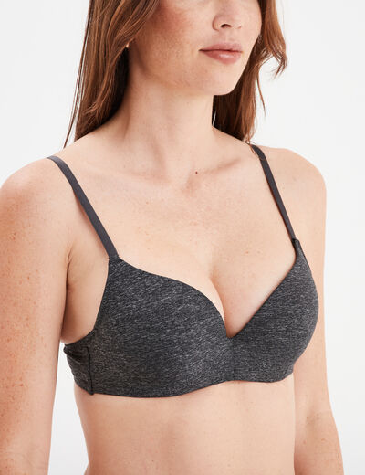 Soutien-gorge push-up microfibre gris foncé femme