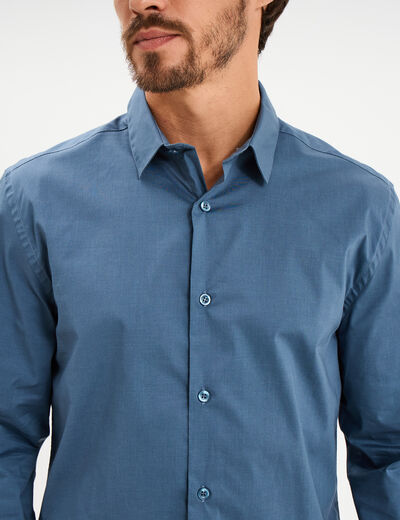 Chemise stretch manches longues bleu gris homme