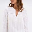 Blouse droite col mao coton blanc femme