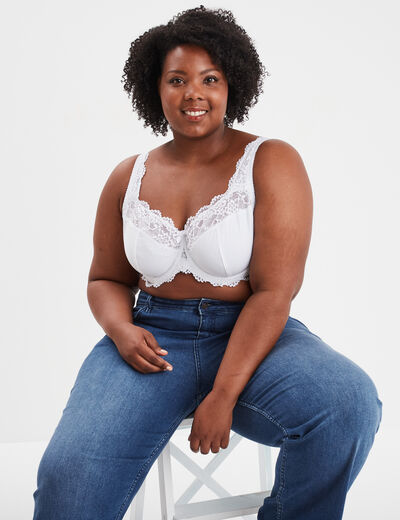 Soutien-gorge corbeille dentelle blanc femme grande taille