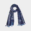 Foulard &agrave; pampilles bleu femme