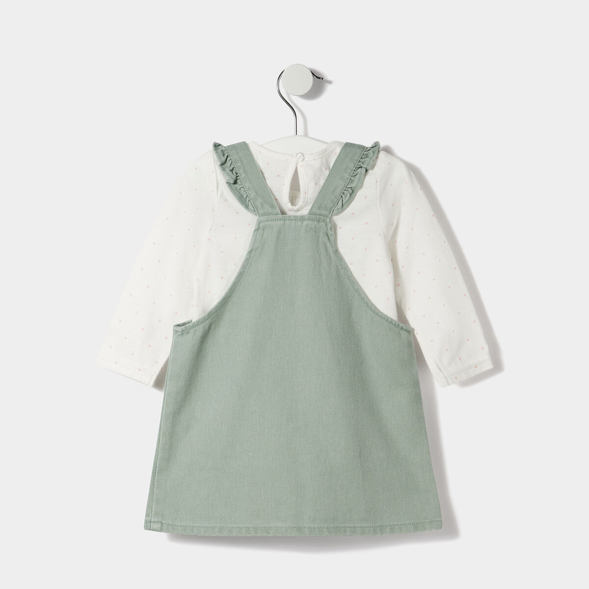 Ensemble 3 pièces coton vert kaki bébé fille