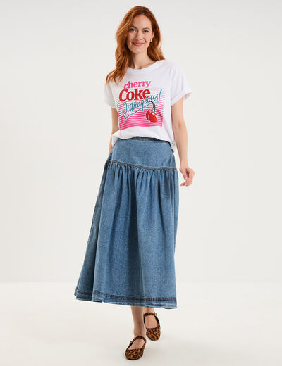 T-shirt manches courtes coton Coca Cola blanc femme