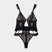 Body plumetis string avec volants noir femme
