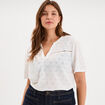 T-shirt broderie anglaise col tunisien blanc femme grande taille