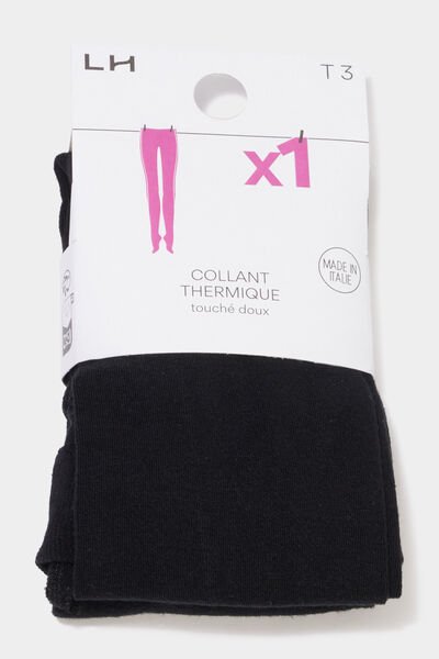 Collant thermique touch&eacute; doux noir femme