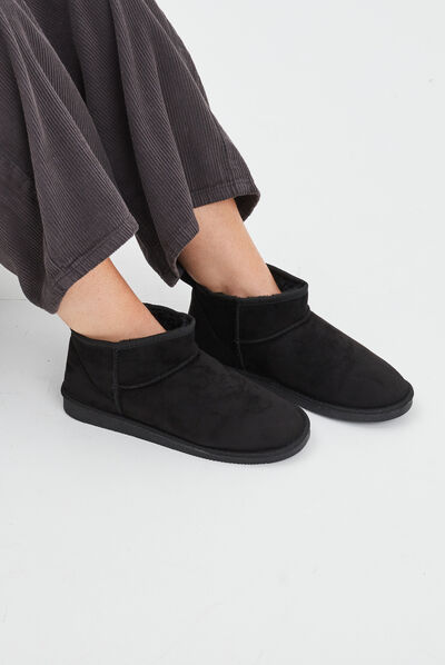 Bottines imitation fourrure noir femme