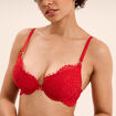 Soutien-gorge maxi push-up dentelle rouge femme