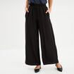 Pantalon large fluide taille &eacute;lastiqu&eacute;e noir femme