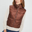 Doudoune droite courte sans manches marron femme