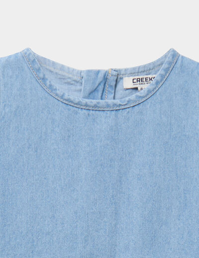 Blouse en jean sans manches coton denim triple stone fille