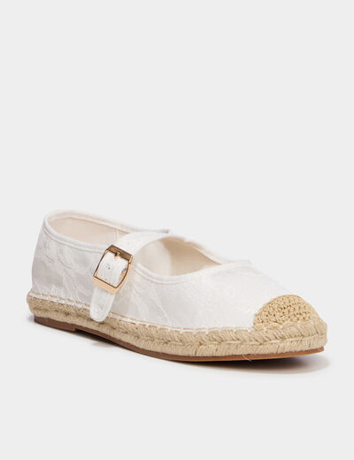 Ballerines avec broderie blanc femme