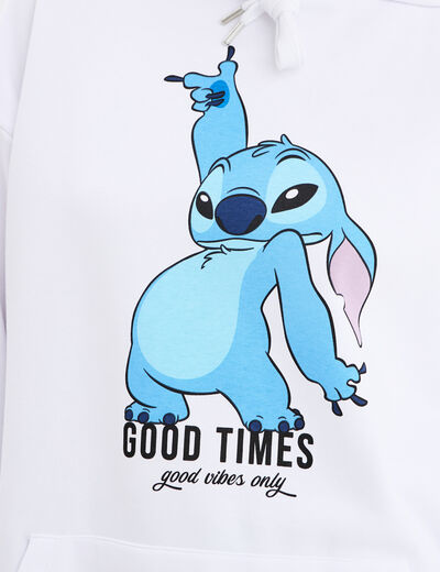 Sweat hoodie oversize à capuche Stitch blanc femme