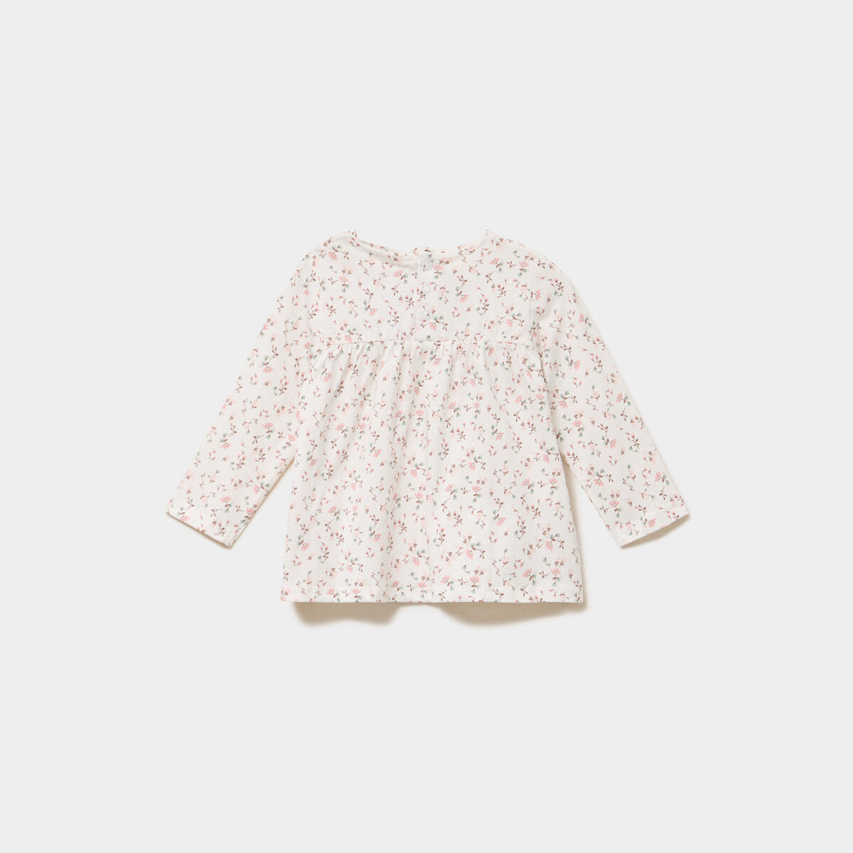 T-shirt manches longues col rond coton ecru b&eacute;b&eacute; fille