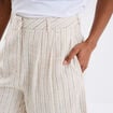 Short droit lin m&eacute;lang&eacute; beige femme
