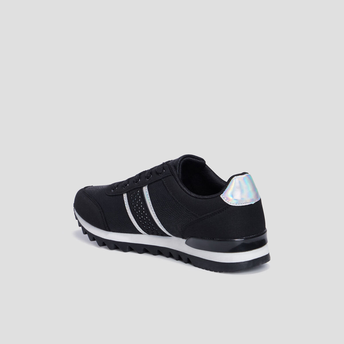 Runnings crantées à lacets noir femme